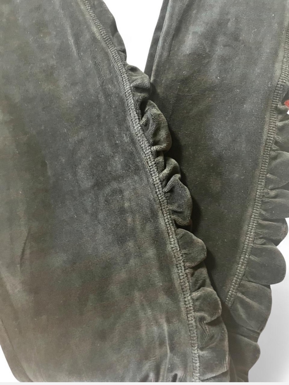 FARM Rio Rare Authentic Brazilian Black Velour Ruched Side Ruffle Pants S - Picture 3 of 6